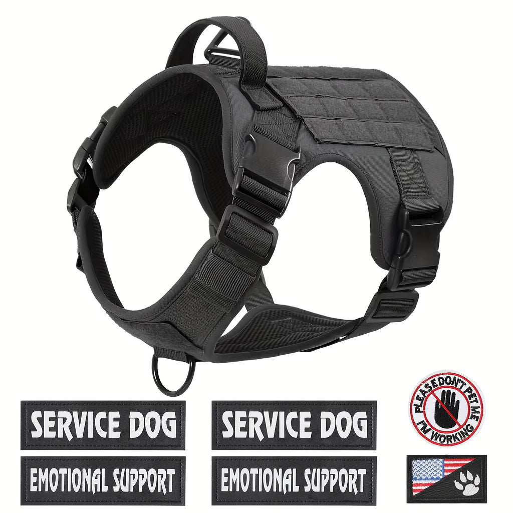 American Local Tactical Pet Boobs Service Dog Harness Vest Adjustable Reflective Dog Harness Metal Buckle Hiking Training