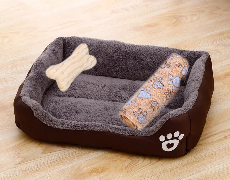 Cozy Square Plush Pet Bed Nest (S–XL) – Warm “Candy Color” Dog & Cat Bed