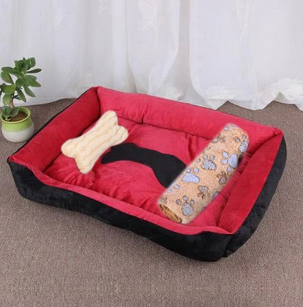 Cozy Square Plush Pet Bed Nest (S–XL) – Warm “Candy Color” Dog & Cat Bed