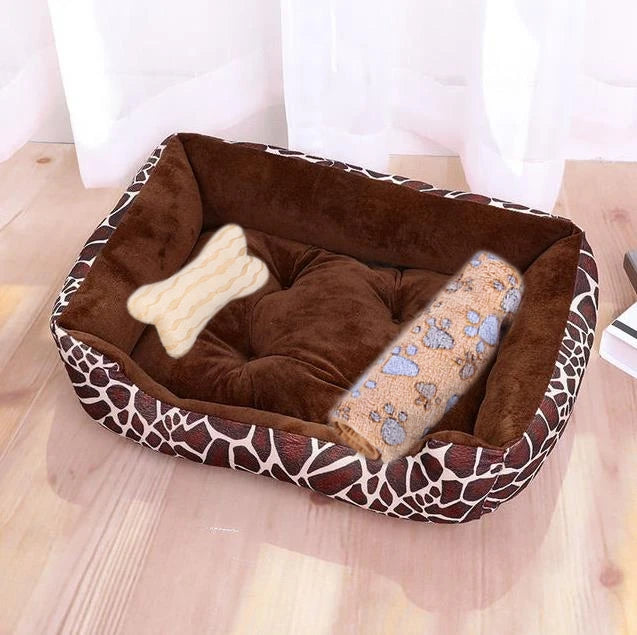 Cozy Square Plush Pet Bed Nest (S–XL) – Warm “Candy Color” Dog & Cat Bed
