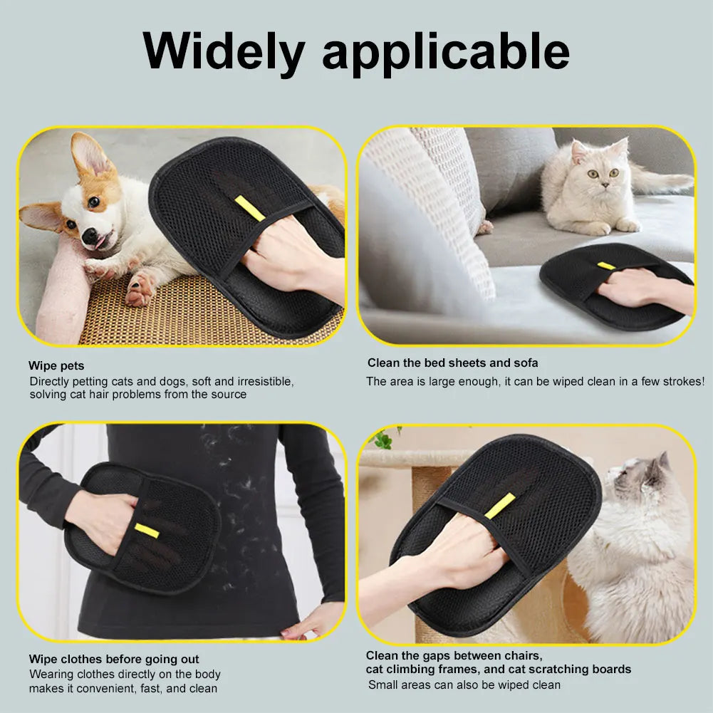 Pet Grooming Gloves – Deshedding & Hair Remover Gloves for Dogs, Cats & Rabbits