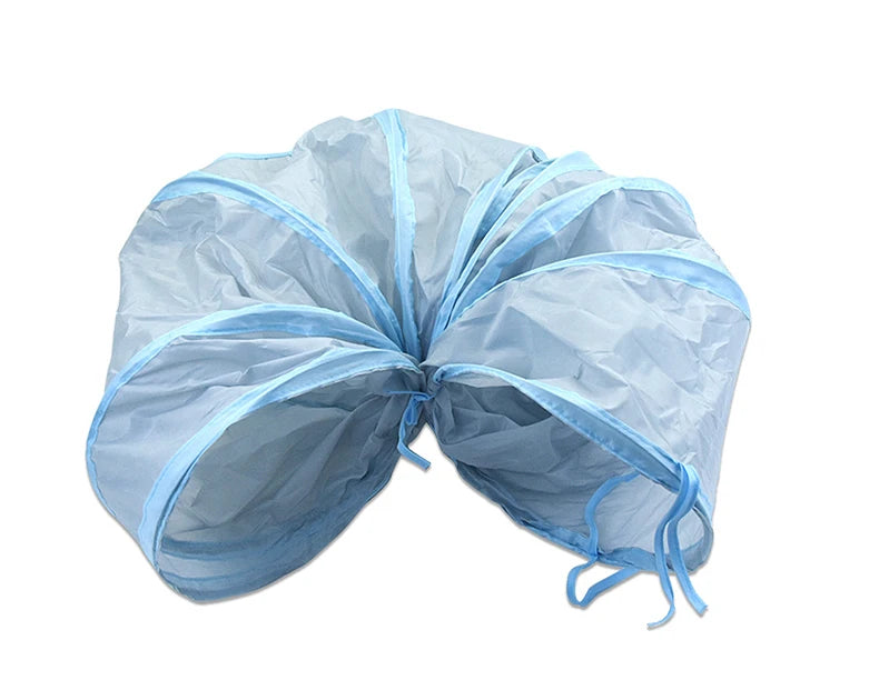 3-Way Foldable Cat Tunnel Toy (Gray) – Interactive Tube with Peek Holes