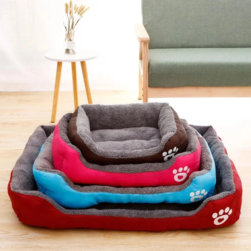 Cozy Square Plush Pet Bed Nest (S–XL) – Warm “Candy Color” Dog & Cat Bed
