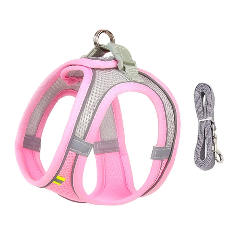 Adjustable Puppy Harness & Leash Set – Soft Vest Harness for Small Dogs & Cats