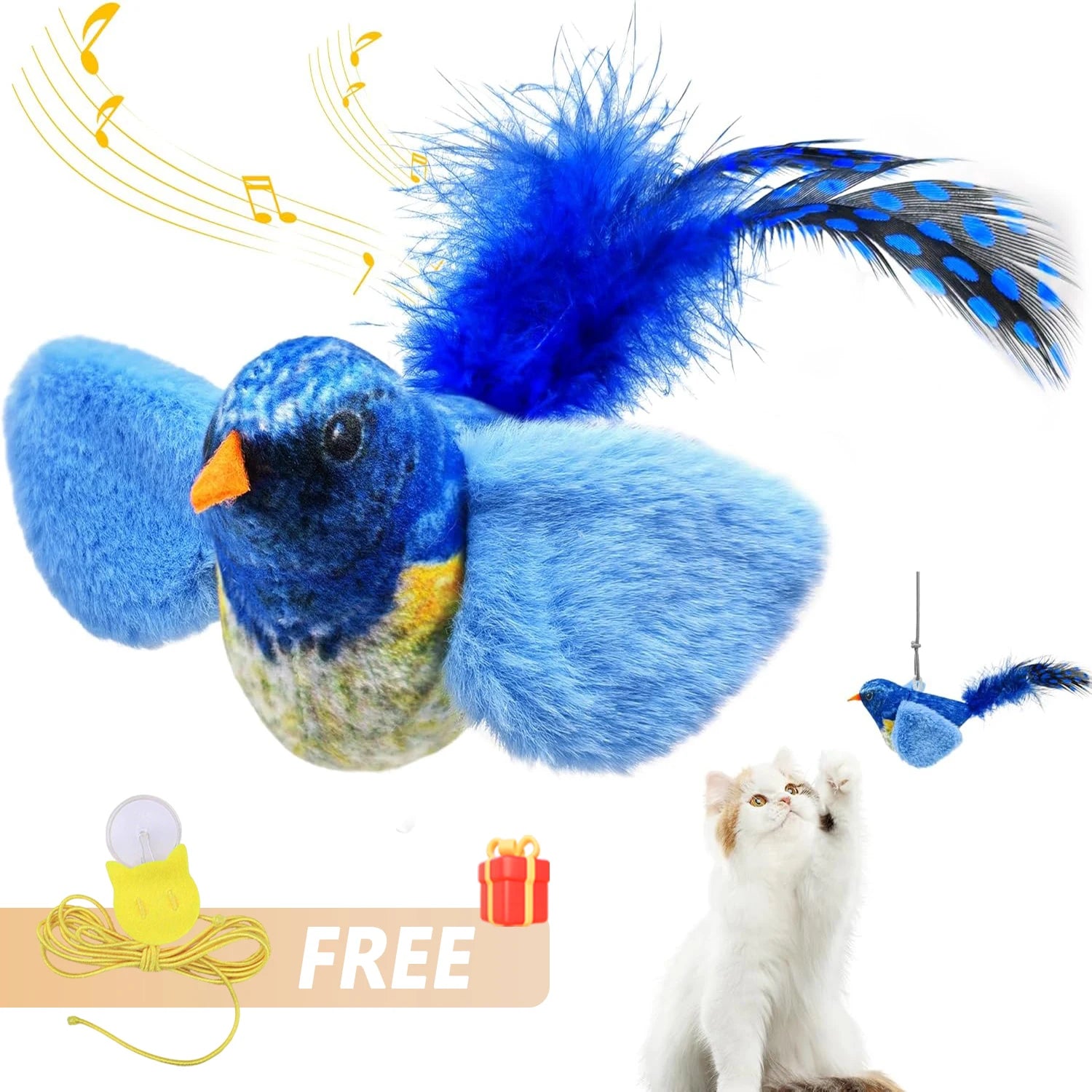 Interactive Hanging Bird Cat Toy with Sound – Catnip Teaser for Indoor Cats