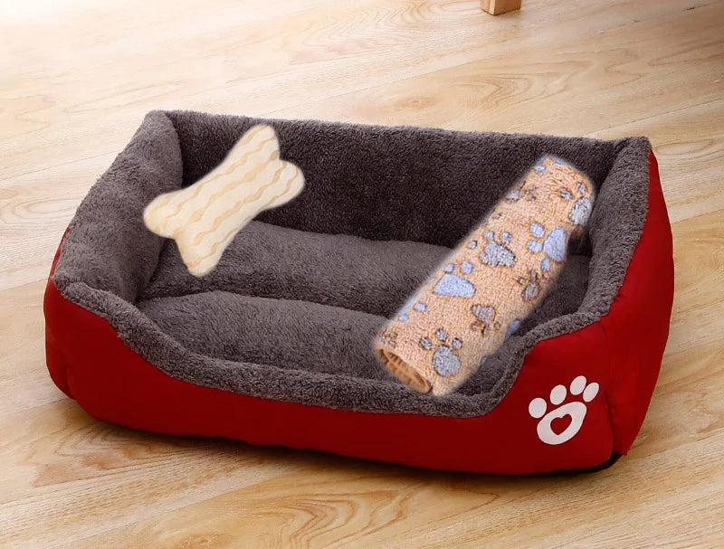 Cozy Square Plush Pet Bed Nest (S–XL) – Warm “Candy Color” Dog & Cat Bed