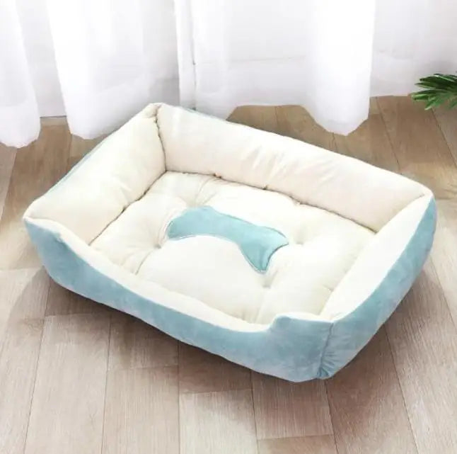 Cozy Square Plush Pet Bed Nest (S–XL) – Warm “Candy Color” Dog & Cat Bed