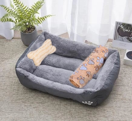 Cozy Square Plush Pet Bed Nest (S–XL) – Warm “Candy Color” Dog & Cat Bed