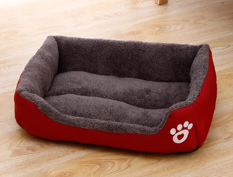 Cozy Square Plush Pet Bed Nest (S–XL) – Warm “Candy Color” Dog & Cat Bed
