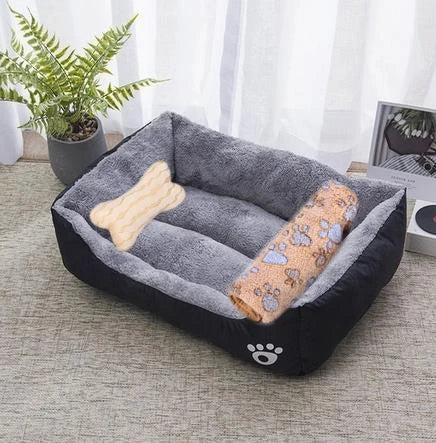 Cozy Square Plush Pet Bed Nest (S–XL) – Warm “Candy Color” Dog & Cat Bed