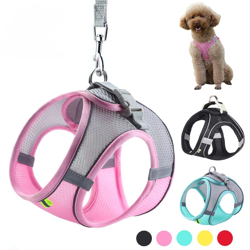Adjustable Puppy Harness & Leash Set – Soft Vest Harness for Small Dogs & Cats