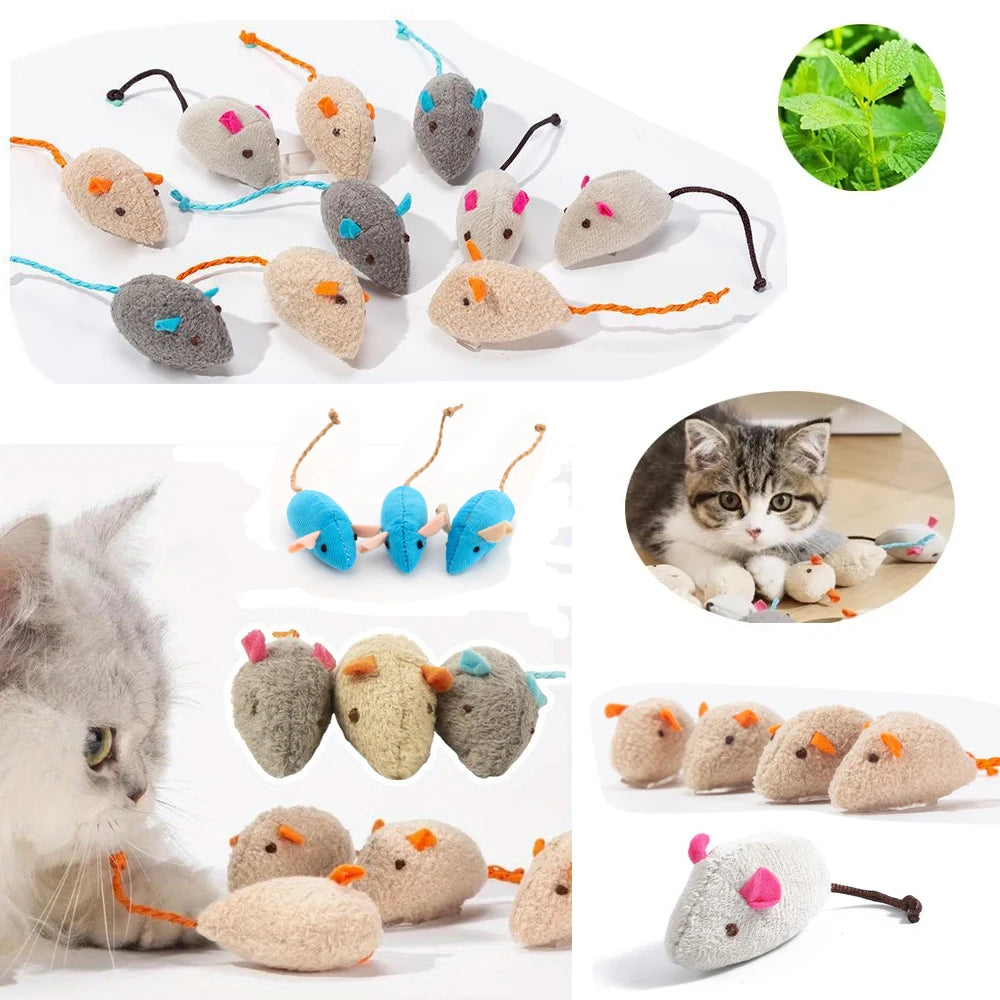 Rattle Mouse Cat Toys with Catnip (3–200 Pack) – Faux Fur Interactive Mice for Cats
