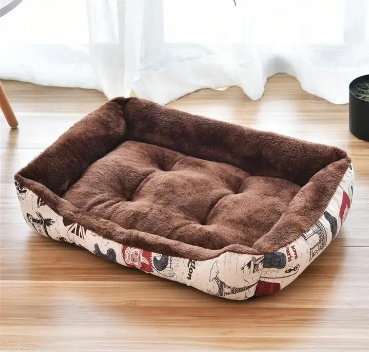 Cozy Square Plush Pet Bed Nest (S–XL) – Warm “Candy Color” Dog & Cat Bed