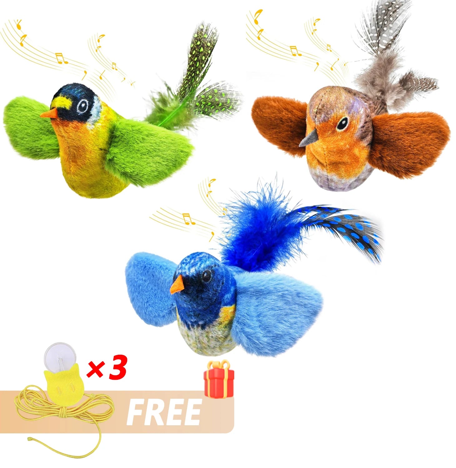 Interactive Hanging Bird Cat Toy with Sound – Catnip Teaser for Indoor Cats