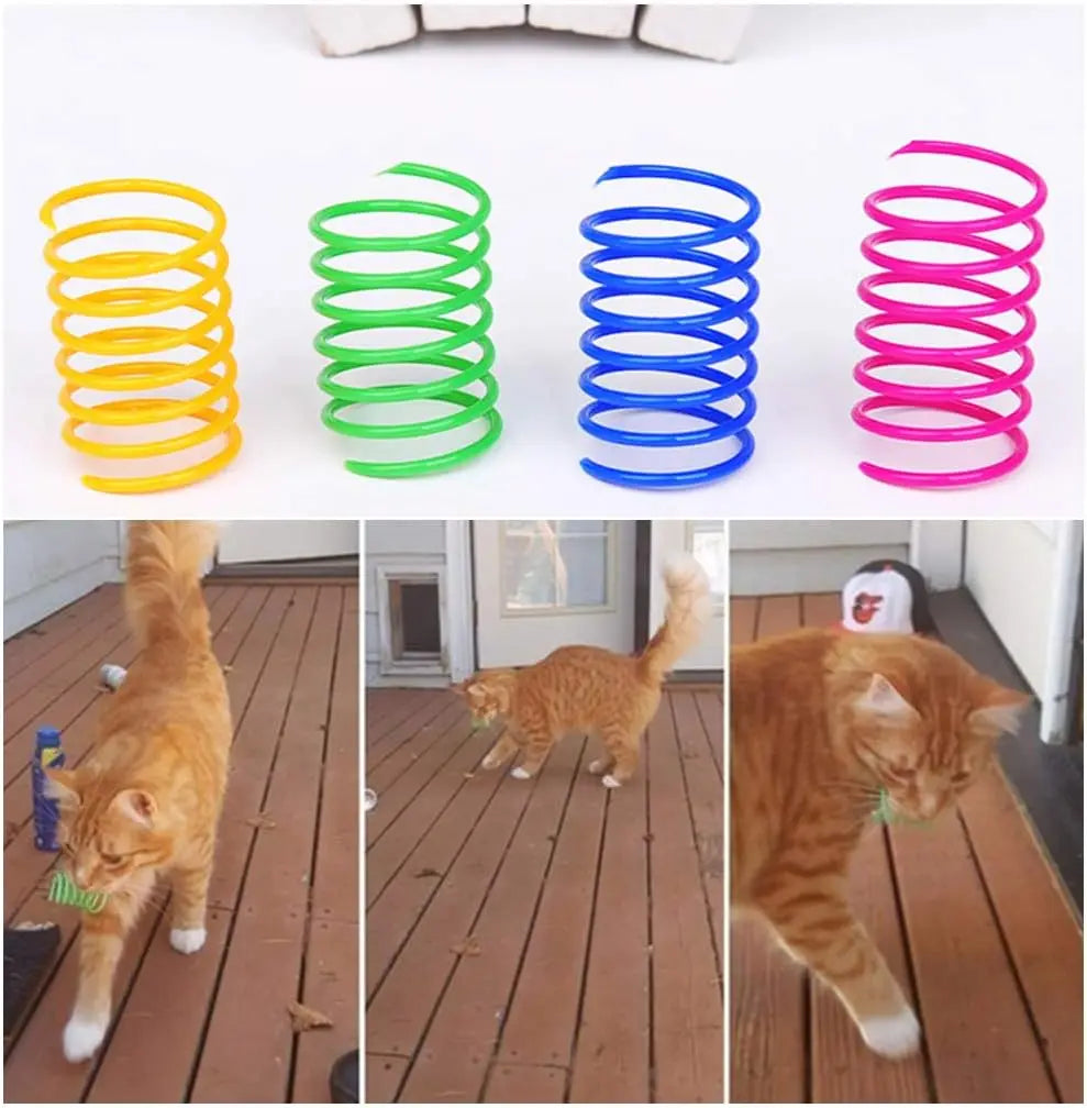 Cat Spring Toys (4–200 Pack) – Colorful Spiral Coils for Indoor Play & Hunting