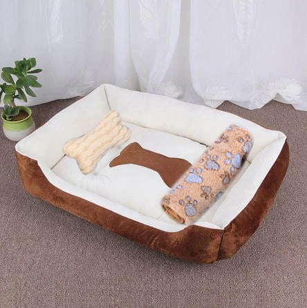 Cozy Square Plush Pet Bed Nest (S–XL) – Warm “Candy Color” Dog & Cat Bed