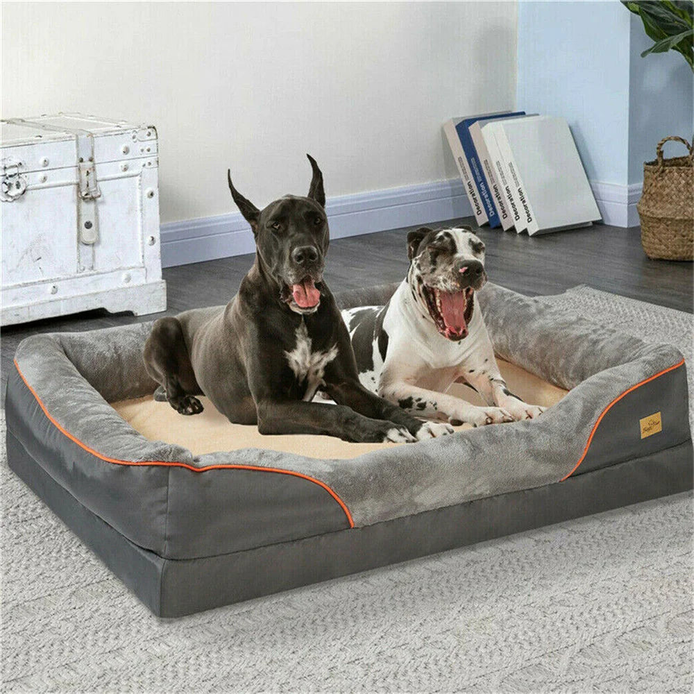 Jumbo Orthopedic Memory Foam Dog Bed Sofa – Waterproof, Bolster Sides, Removable Washable Cover