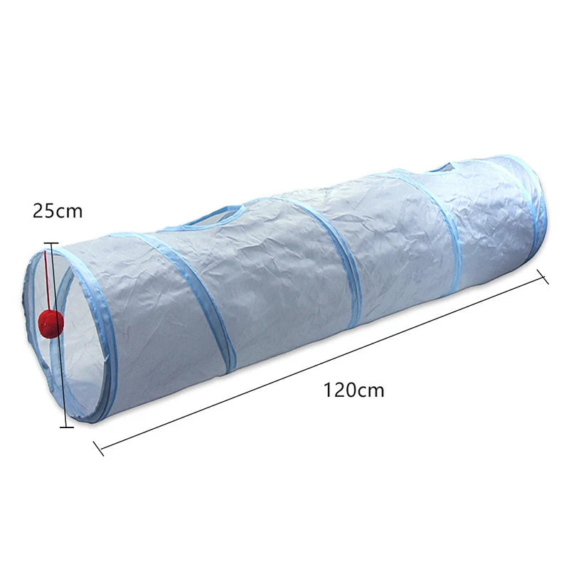 3-Way Foldable Cat Tunnel Toy (Gray) – Interactive Tube with Peek Holes