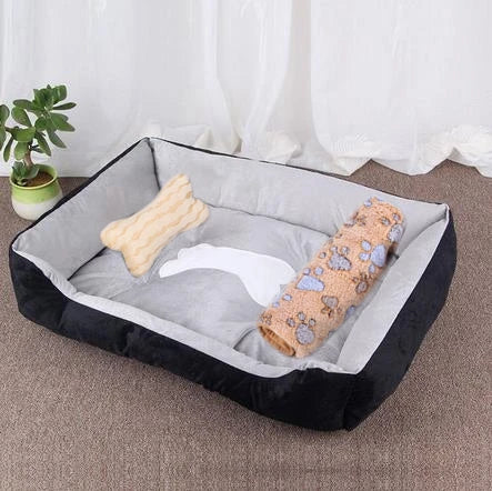 Cozy Square Plush Pet Bed Nest (S–XL) – Warm “Candy Color” Dog & Cat Bed