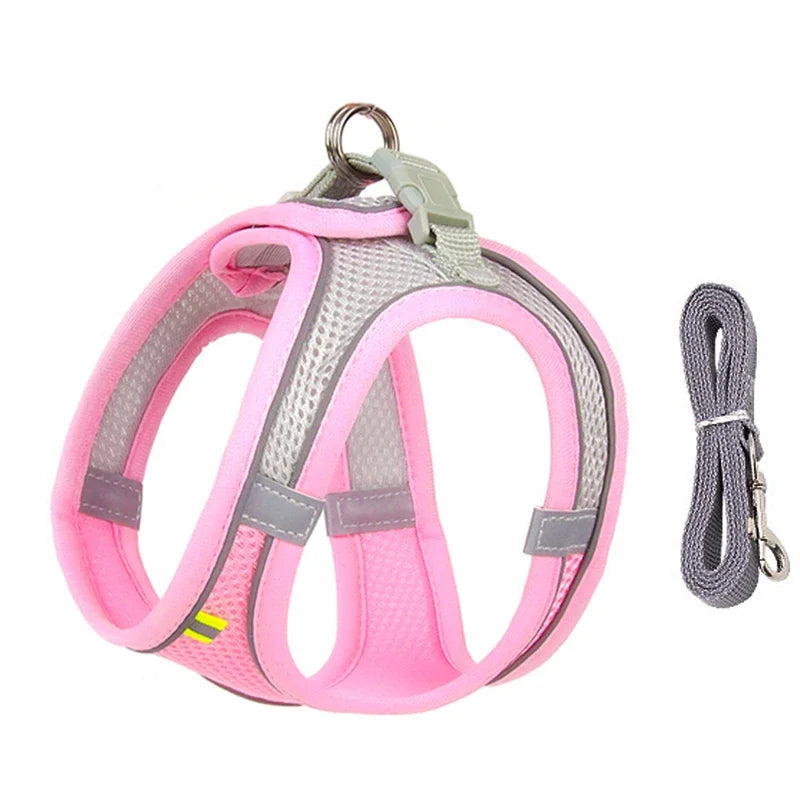Adjustable Puppy Harness & Leash Set – Soft Vest Harness for Small Dogs & Cats