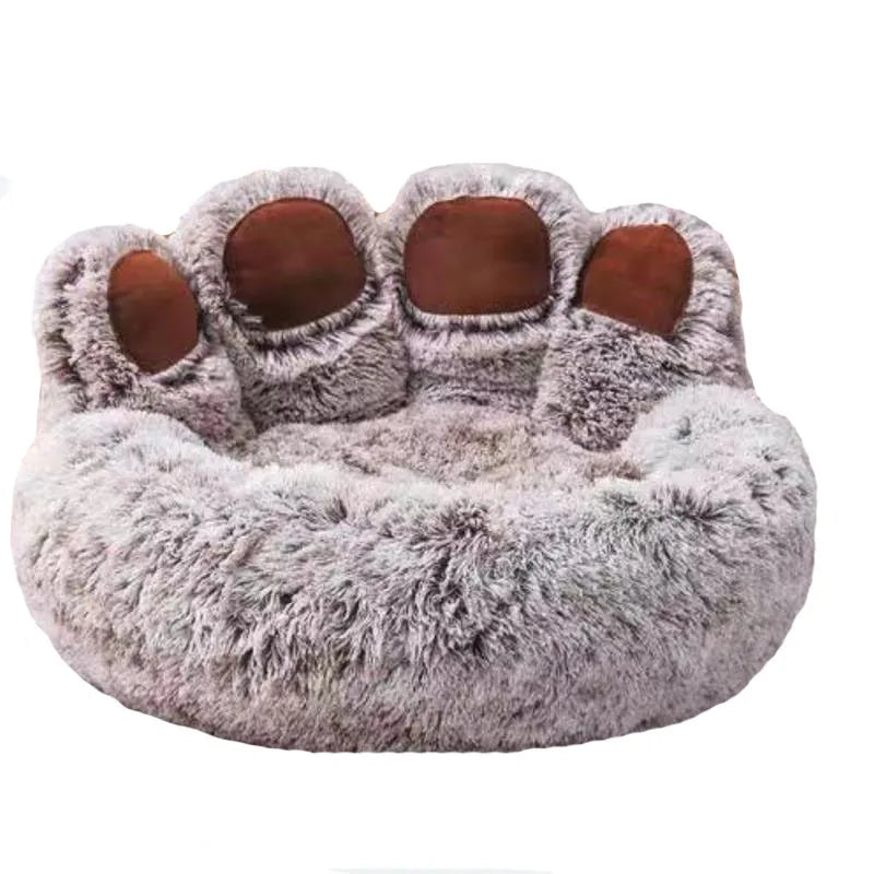 Fluffy Calming Pet Bed Basket – Winter Warm Plush Sofa Nest for Dogs & Cats