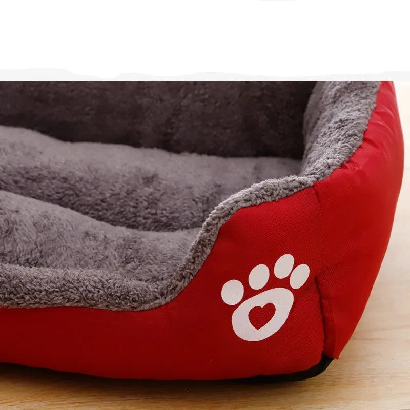 Cozy Square Plush Pet Bed Nest (S–XL) – Warm “Candy Color” Dog & Cat Bed
