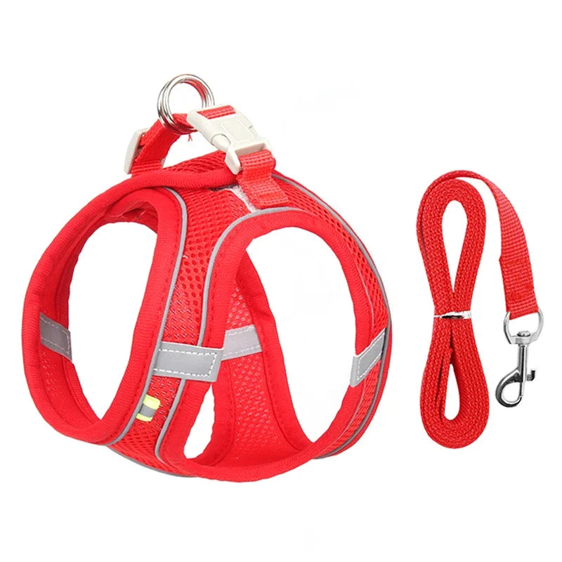 Adjustable Puppy Harness & Leash Set – Soft Vest Harness for Small Dogs & Cats