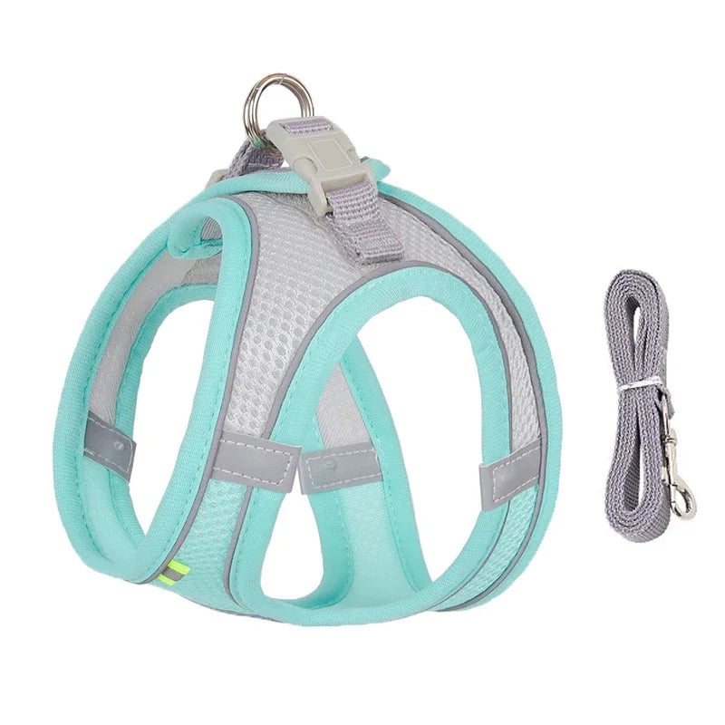Adjustable Puppy Harness & Leash Set – Soft Vest Harness for Small Dogs & Cats