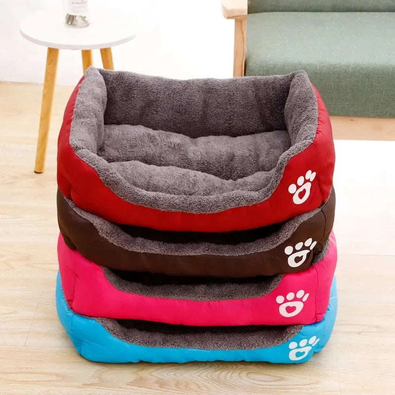 Cozy Square Plush Pet Bed Nest (S–XL) – Warm “Candy Color” Dog & Cat Bed