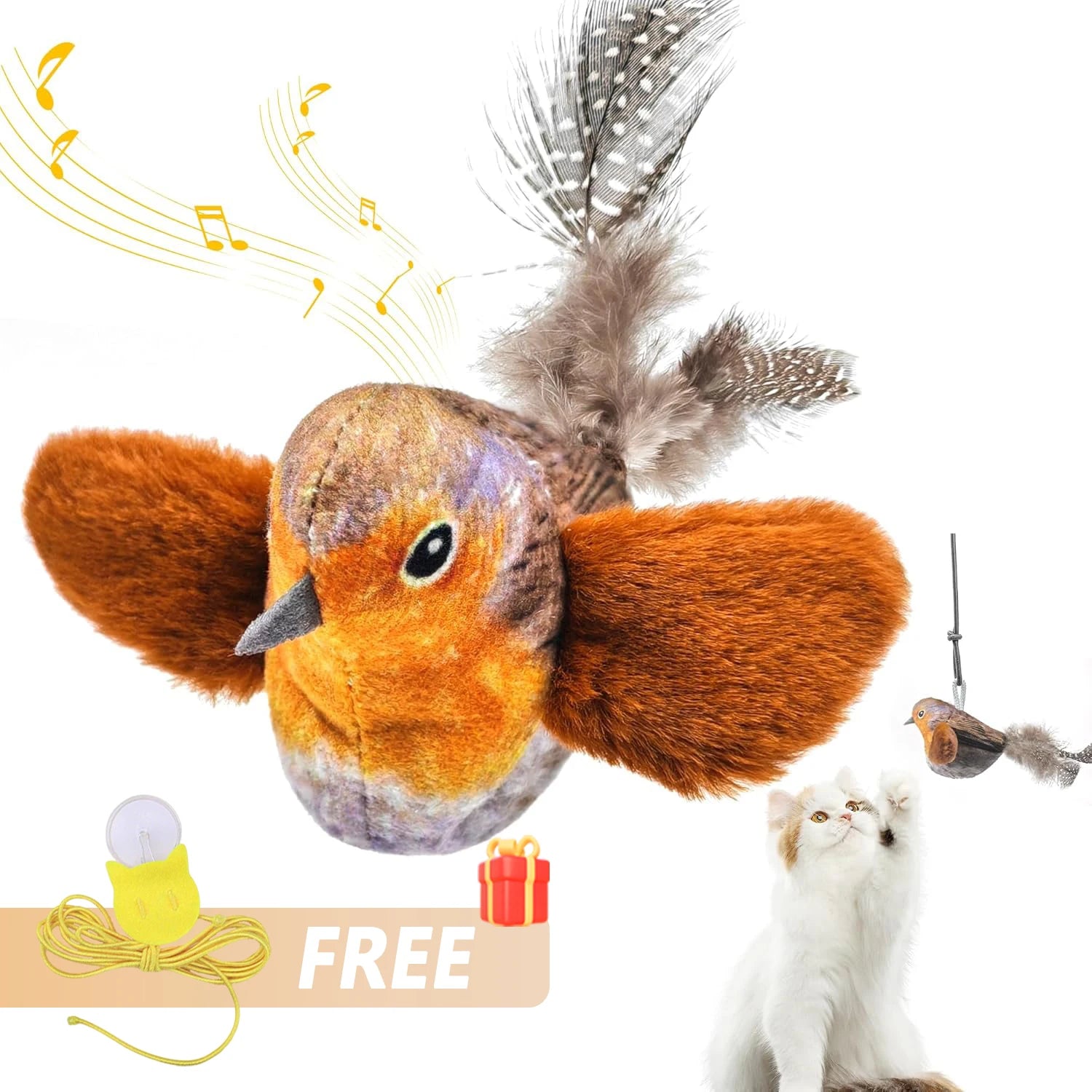 Interactive Hanging Bird Cat Toy with Sound – Catnip Teaser for Indoor Cats