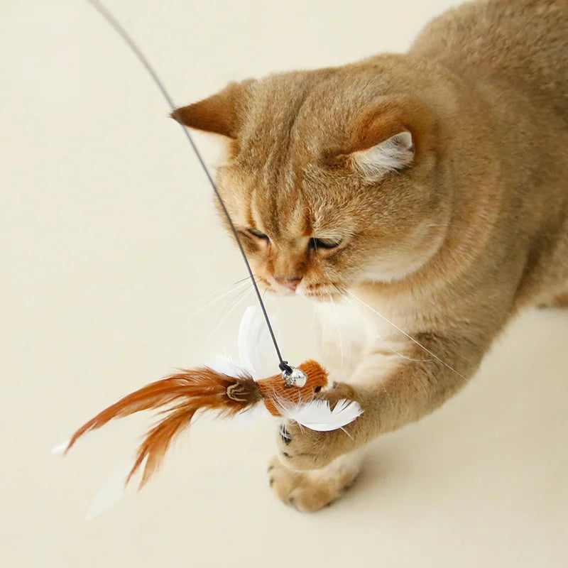 Hands-Free Suction Cup Feather Cat Wand Toy – Interactive Teaser with Bell
