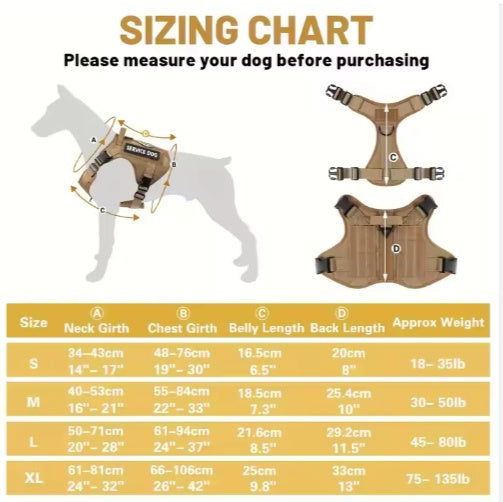 Hiphoppet US Local Tactical Service Dog Harness Vest Adjustable Reflective No Pulling Large Dog Harness With Metal Buckle