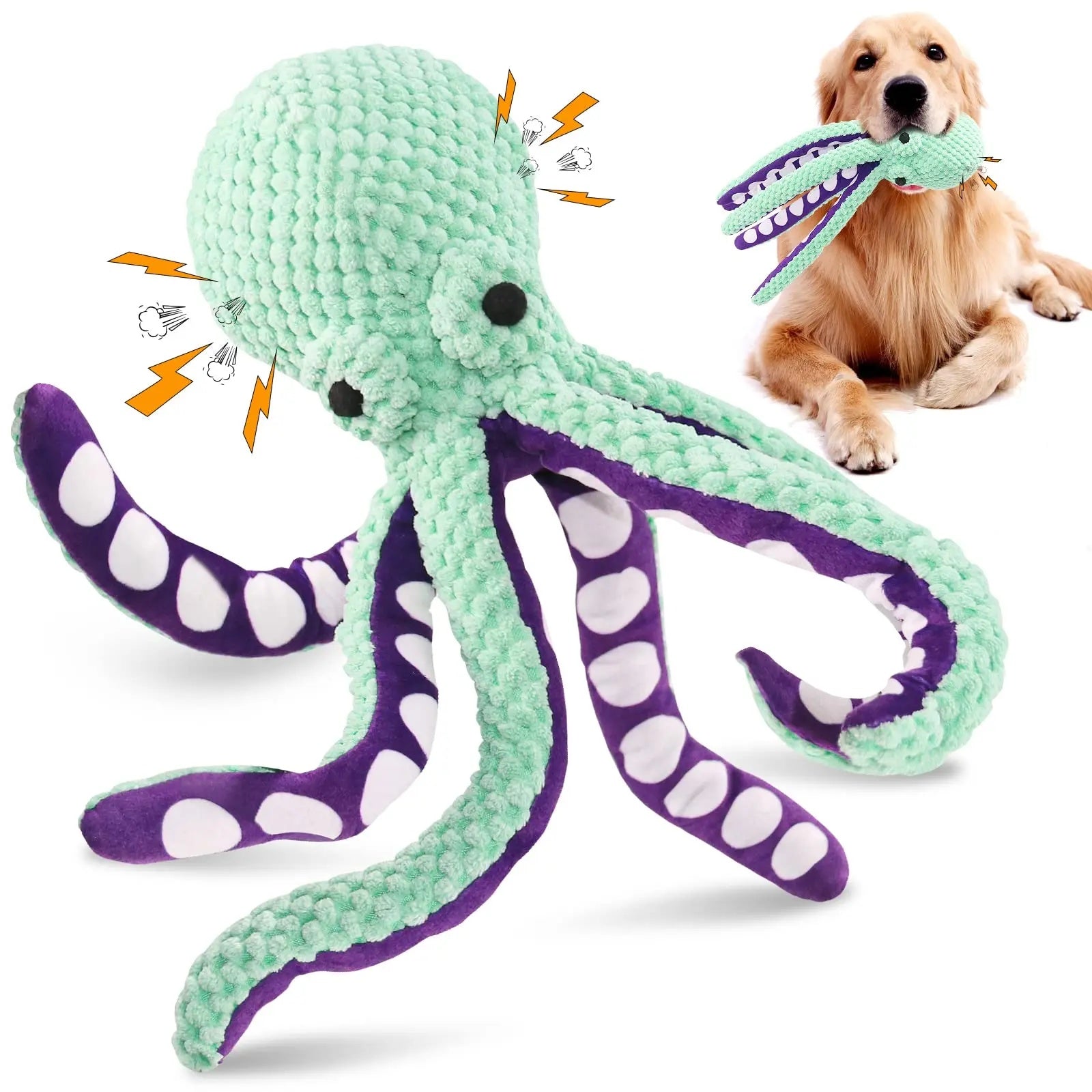 Interactive Squeaky Octopus Plush Chew Toy – Puzzle-Style Snuffle Toy for Dogs & Cats